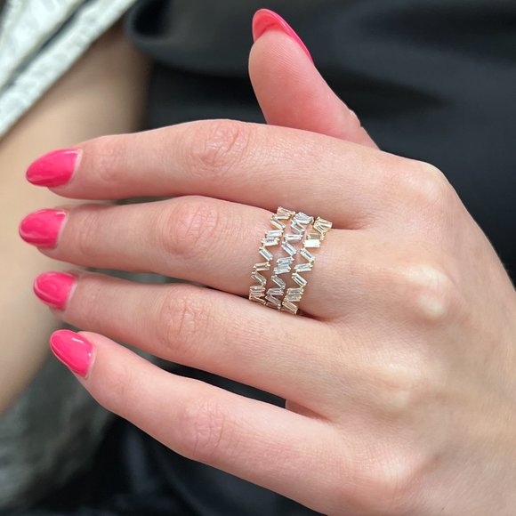 Rachel Koen Baguette Cut Diamond Eternity Band 14K Rose Gold 0.69Cttw Size 6.5 - Picture 5 of 5